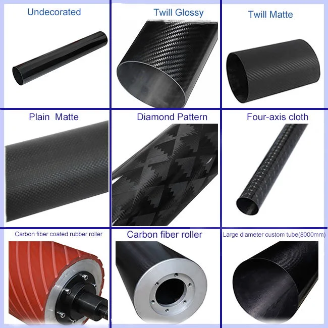 Roll Wrapped Tube Carbon Fiber Tube 8000mm*200mm*204mm for Sale with High Quality